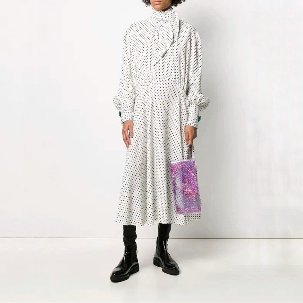 NWOT CHRISTOPHER KANE
Polka Dot Tie Neck Dress - White size 12